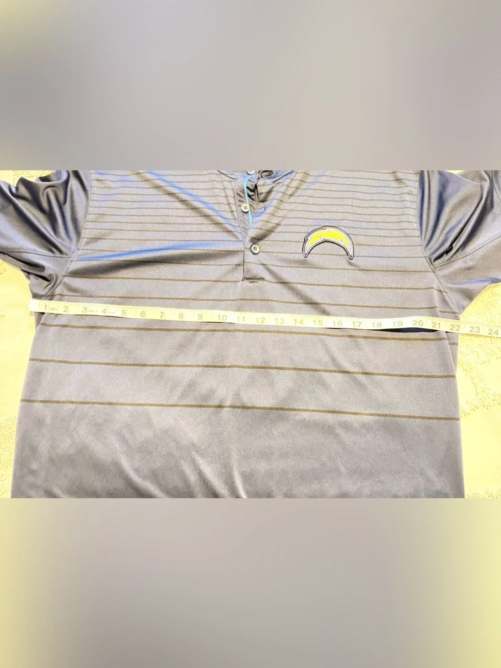 Nike Navy and Yellow Los Angeles Chargers Striped Polo